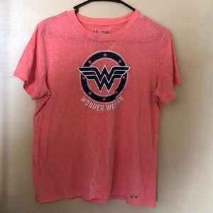Pink Under Armour workout tee